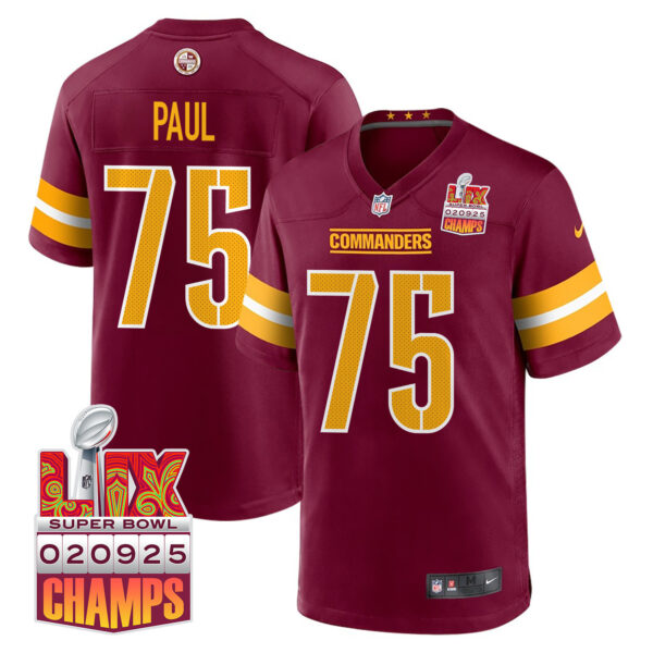 Chris Paul 75 Washington Commanders Super Bowl LIX Champions Patch Game Men Jersey – Burgundy