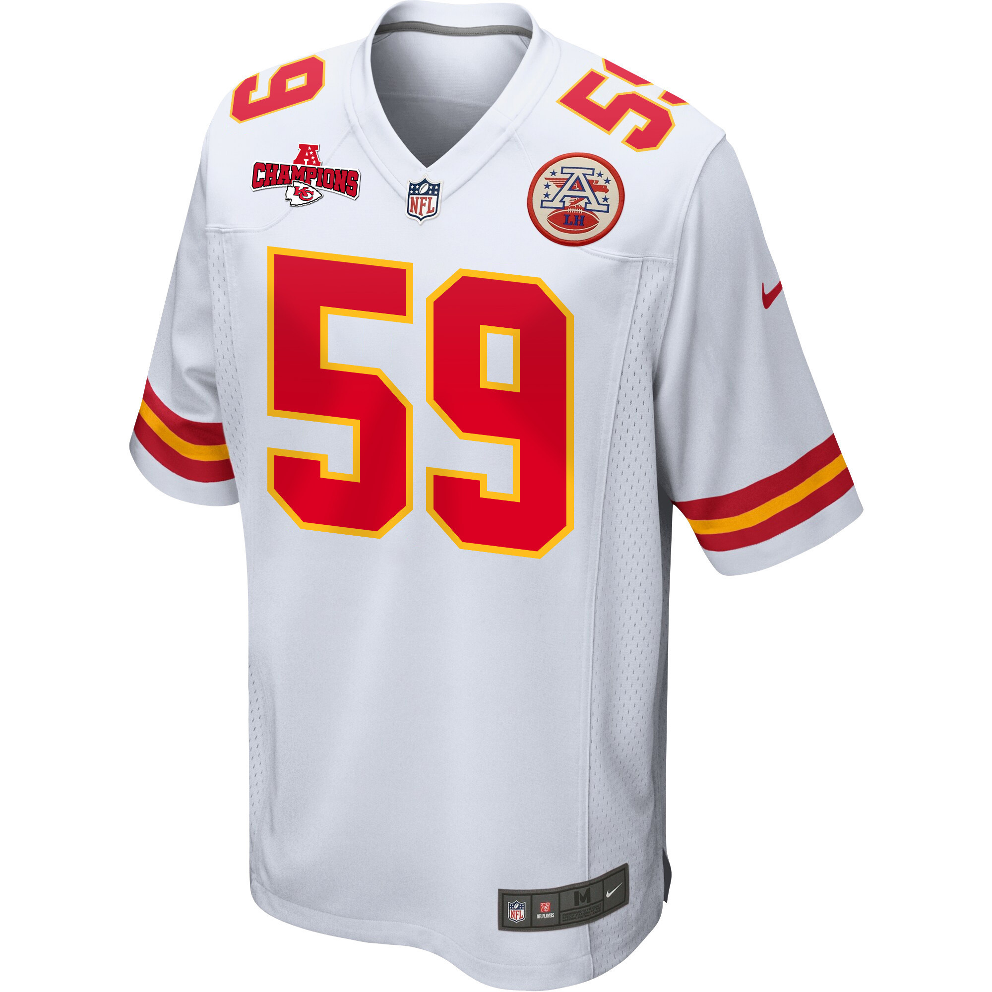 Darius Harris 59 Kansas City Chiefs AFC Champions Patch Game Men Jersey – White - Image 2