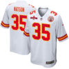 Jaylen Watson 35 Kansas City Chiefs AFC Champions Patch Game Men Jersey – White