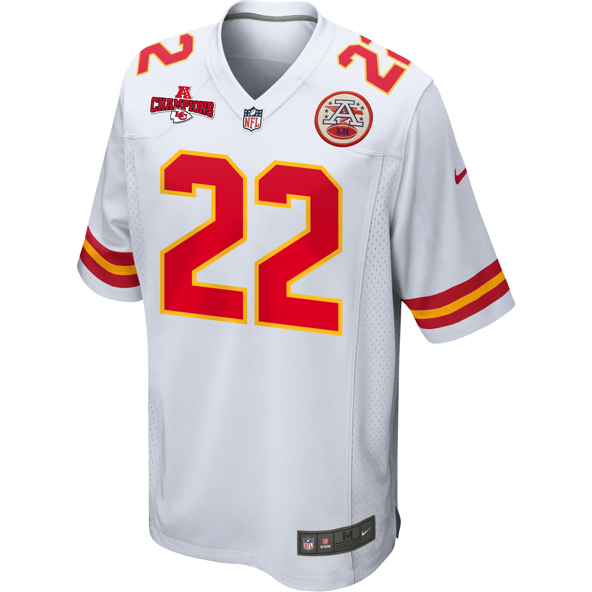 Trent McDuffie 22 Kansas City Chiefs AFC Champions Patch Game Men Jersey – White - Image 2