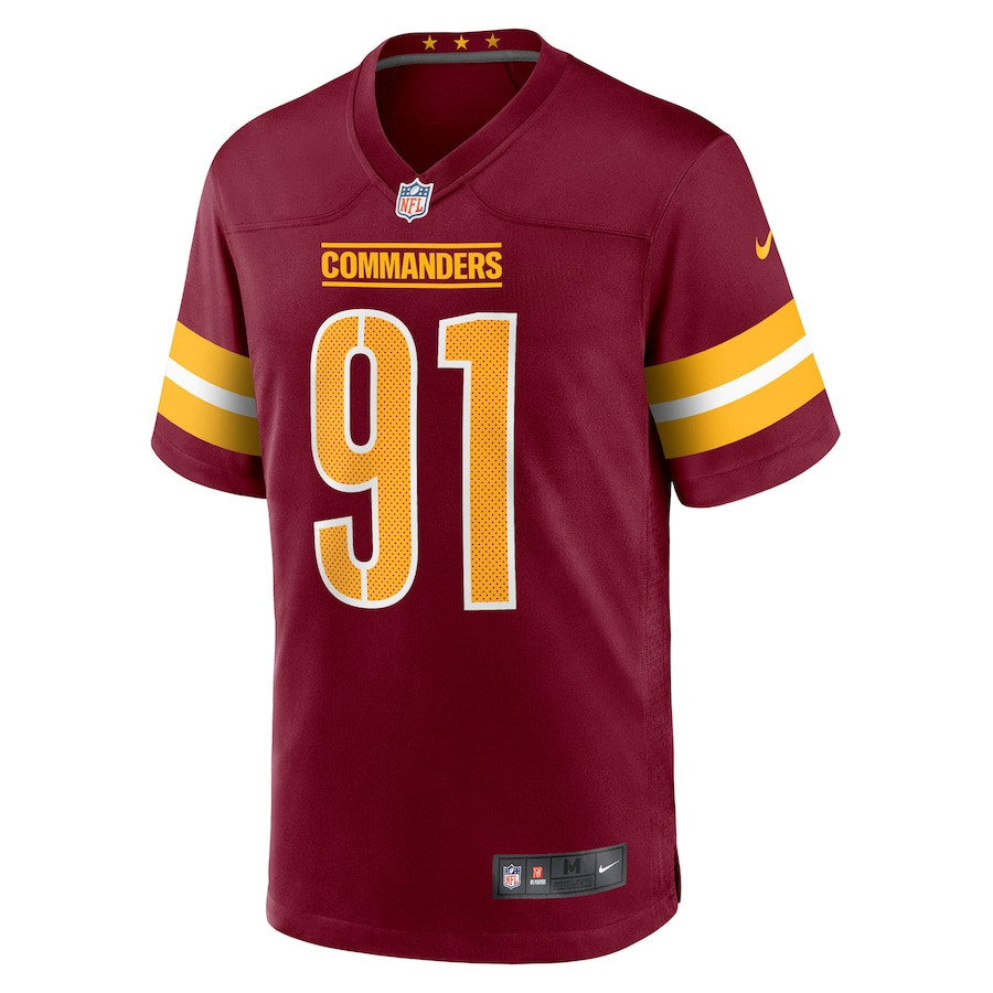 Carl Davis Jr. 91 Washington Commanders Team Game Men Jersey – Burgundy - Image 2