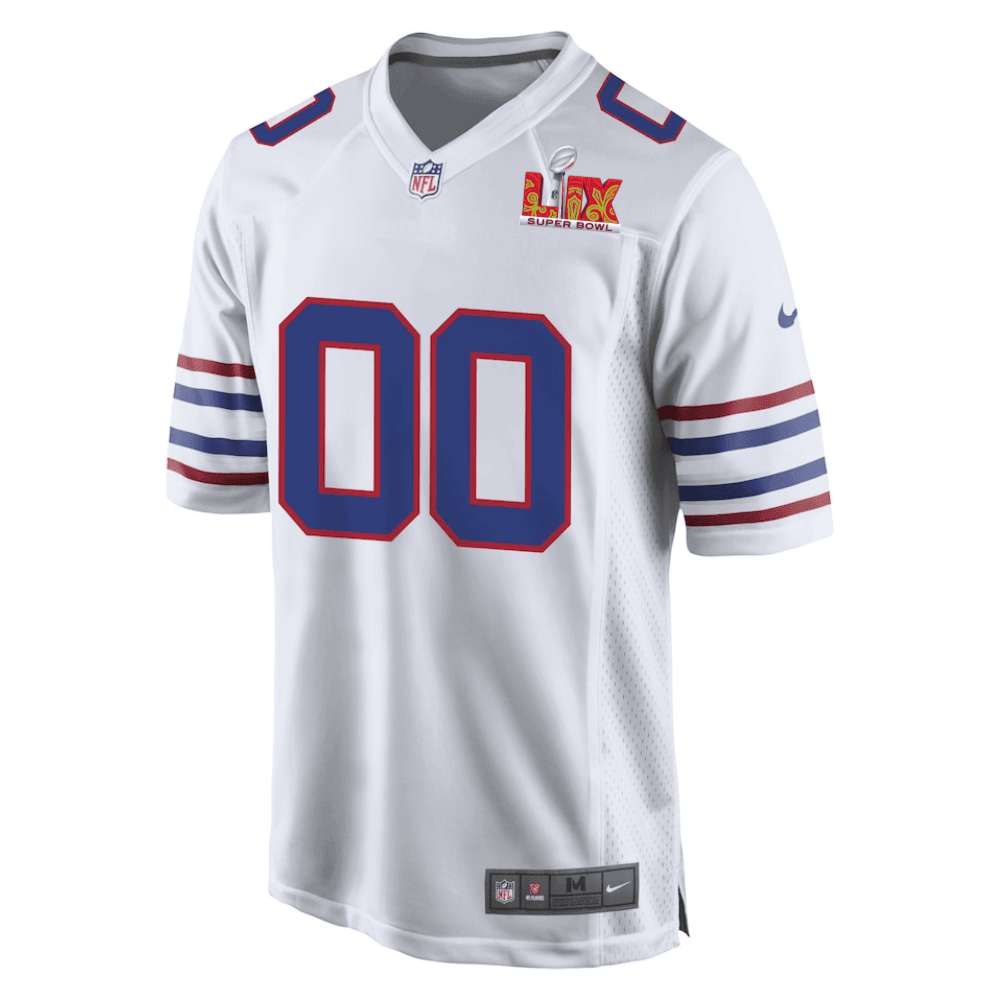 Buffalo Bills Super Bowl LIX Patch Game Men Custom Jersey – White - Image 2