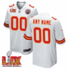 Kansas City Chiefs Super Bowl LIX Patch Game Men Custom Jersey – White