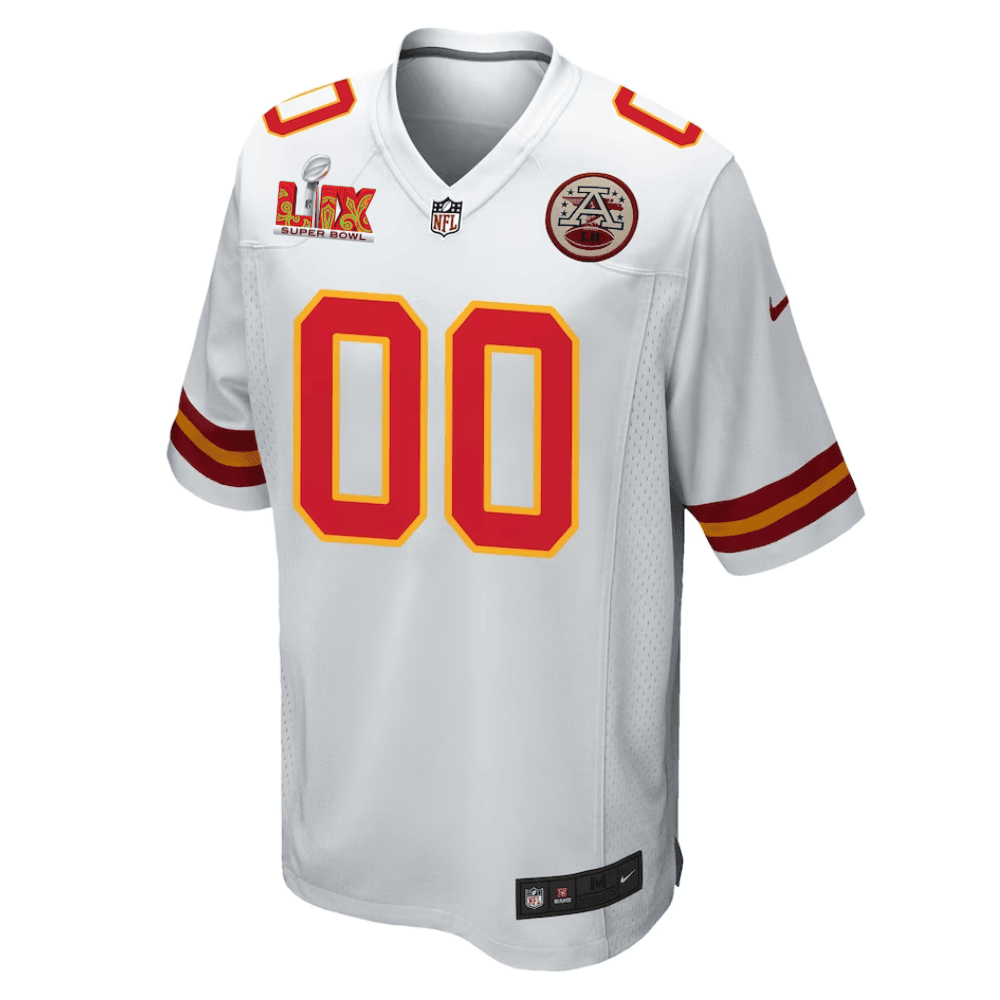 Kansas City Chiefs Super Bowl LIX Patch Game Men Custom Jersey – White - Image 2