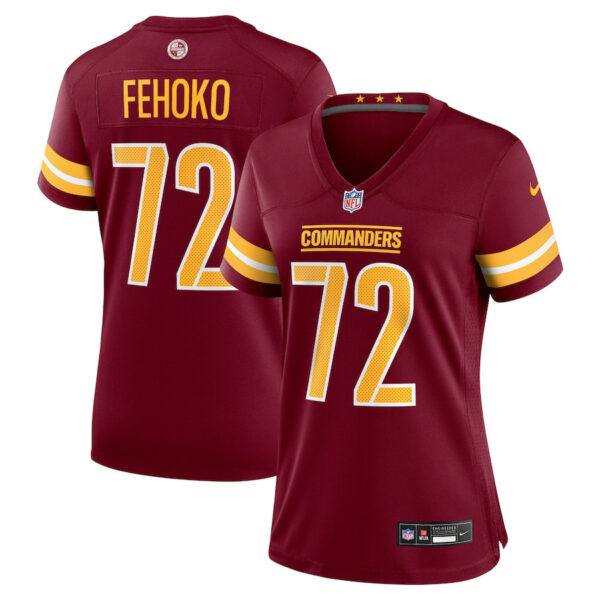 Viliami Fehoko Jr. 72 Washington Commanders Women’s Team Game Jersey – Burgundy