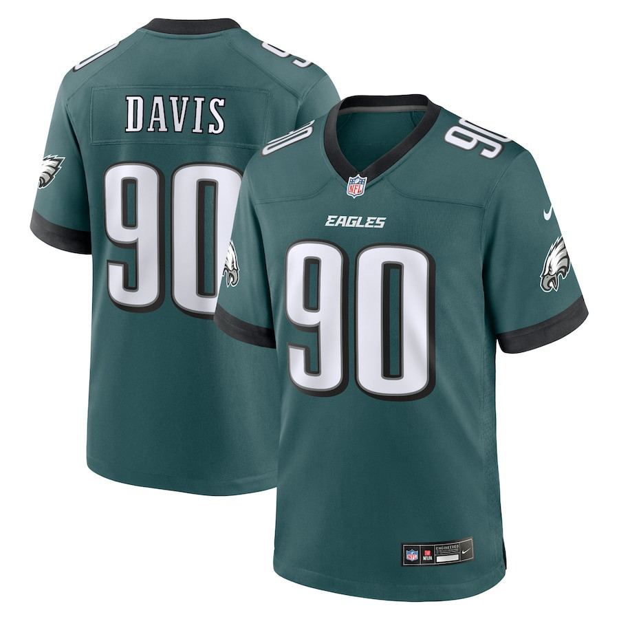 Jordan Davis 90 Philadelphia Eagles Team Game Men Jersey – Midnight Green
