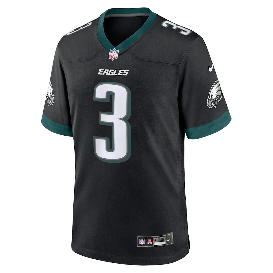 Nolan Smith 3 Philadelphia Eagles Alternate Game Men Jersey – Black - Image 2
