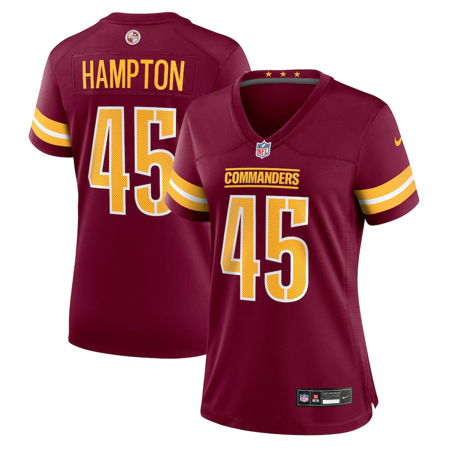 Dominique Hampton 45 Washington Commanders Women’s Game Jersey – Burgundy