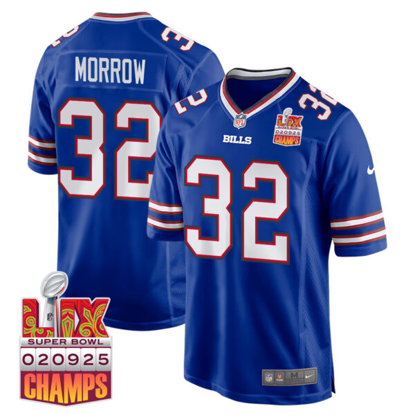 Nicholas Morrow 32 Buffalo Bills Super Bowl LIX Champions Patch Game Men Jersey – Royal