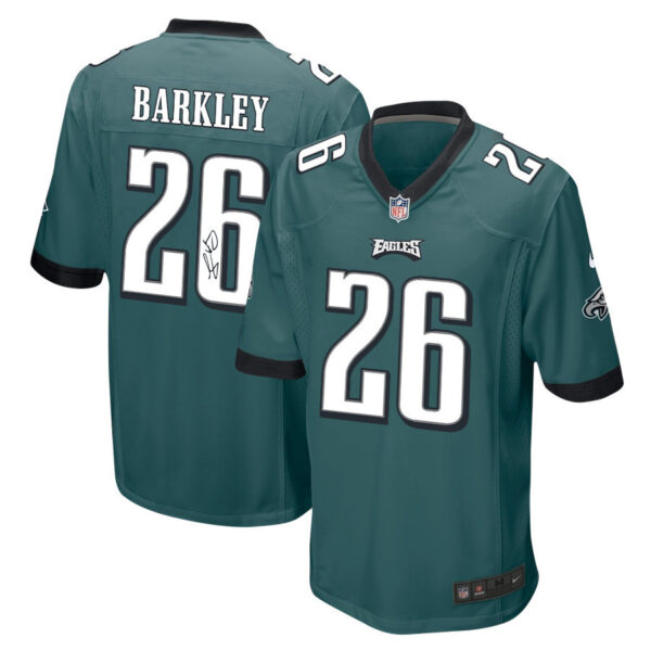 Saquon Barkley 26 Signed Philadelphia Eagles Game Men Jersey – Midnight Green