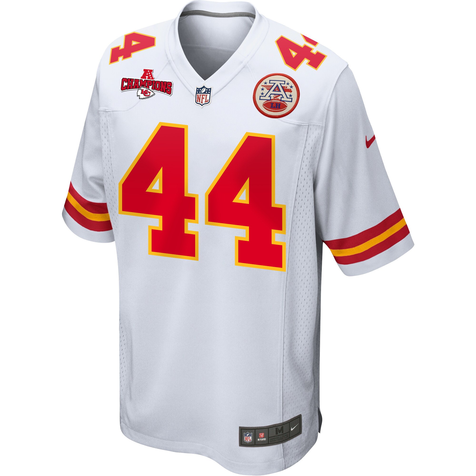 Cam Jones 44 Kansas City Chiefs AFC Champions Patch Game Men Jersey – White - Image 2