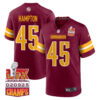 Dominique Hampton 45 Washington Commanders Super Bowl LIX Champions Patch Game Men Jersey – Burgundy