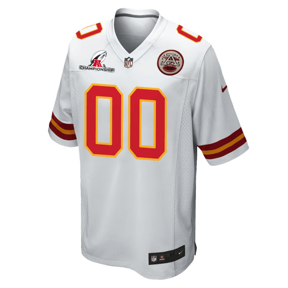 Kansas City Chiefs AFC Championship Patch Game Men Custom Jersey – White - Image 2