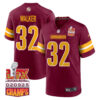 Mykal Walker 32 Washington Commanders Super Bowl LIX Champions Patch Game Men Jersey – Burgundy