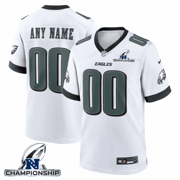 Philadelphia Eagles NFC Championship Patch Game Men Custom Jersey – White