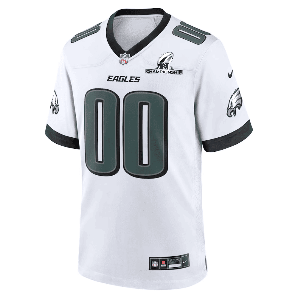 Philadelphia Eagles NFC Championship Patch Game Men Custom Jersey – White - Image 2