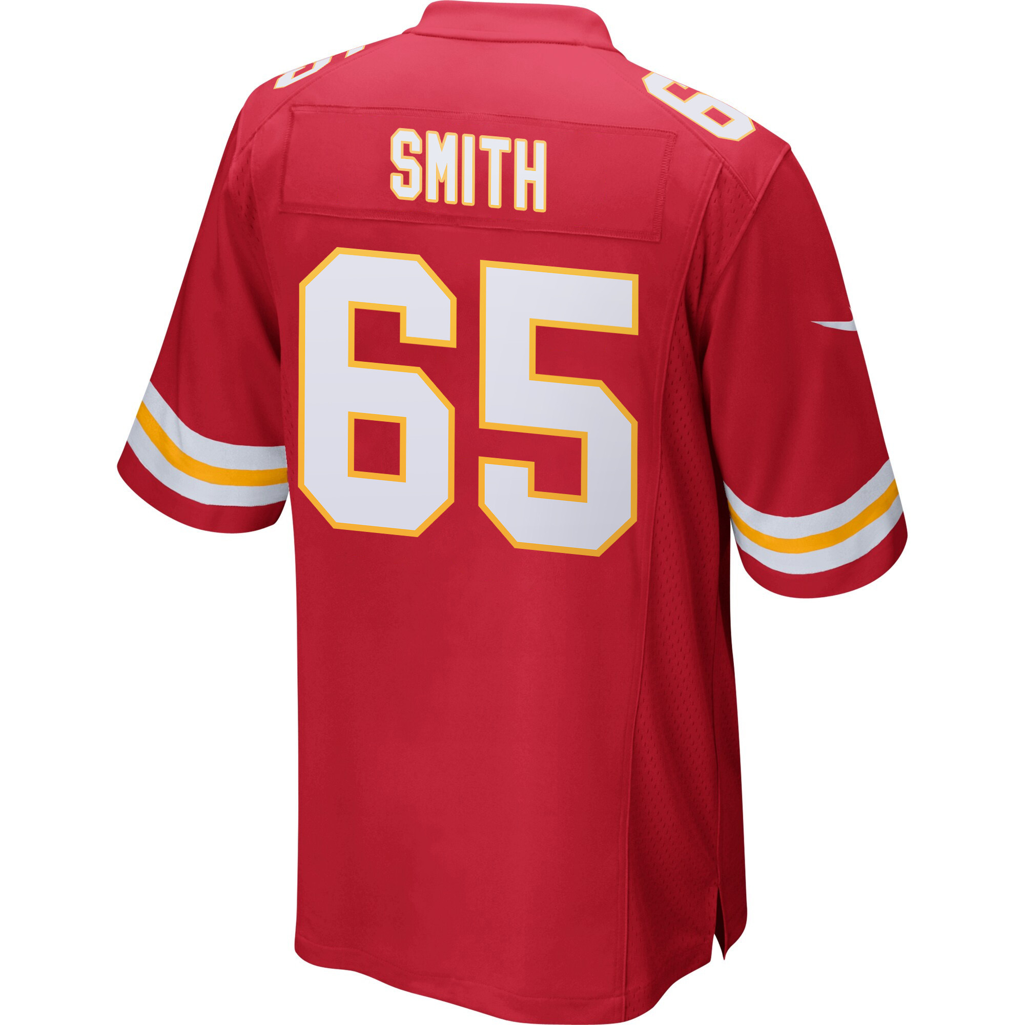 Trey Smith 65 Kansas City Chiefs Super Bowl LIX Champions Patch ‘New Orleans – The Ultimate Showdown’ EMBROIDERED Game Men Jersey – Red - Image 2