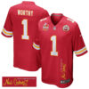 Xavier Worthy 1 Kansas City Chiefs Super Bowl LIX Champions Patch ‘New Orleans – Where Legends Are Made’ EMBROIDERED Game Men Jersey – Red