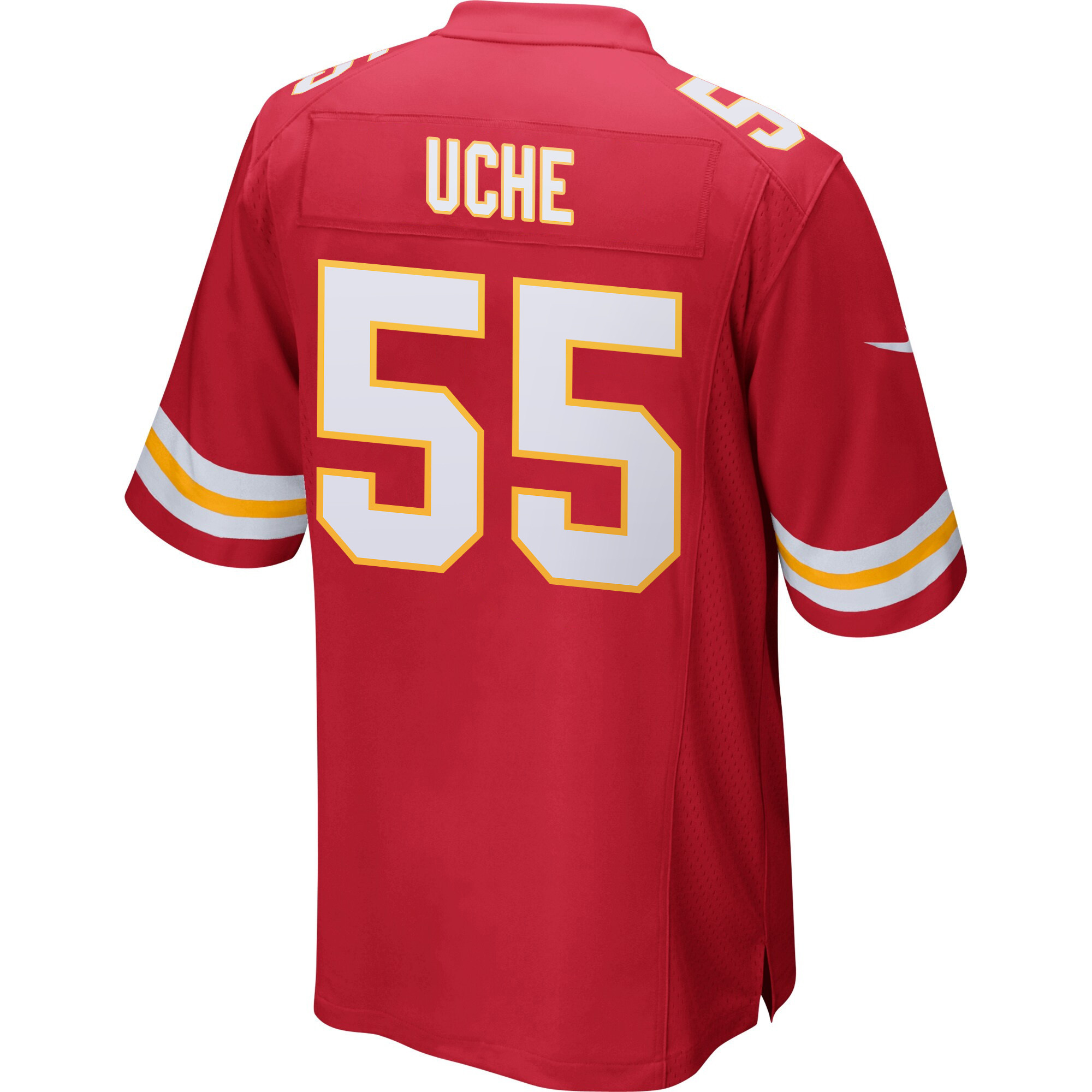 Joshua Uche 55 Kansas City Chiefs Super Bowl LIX Champions Patch ‘New Orleans – The Ultimate Showdown’ EMBROIDERED Game Men Jersey – Red - Image 2