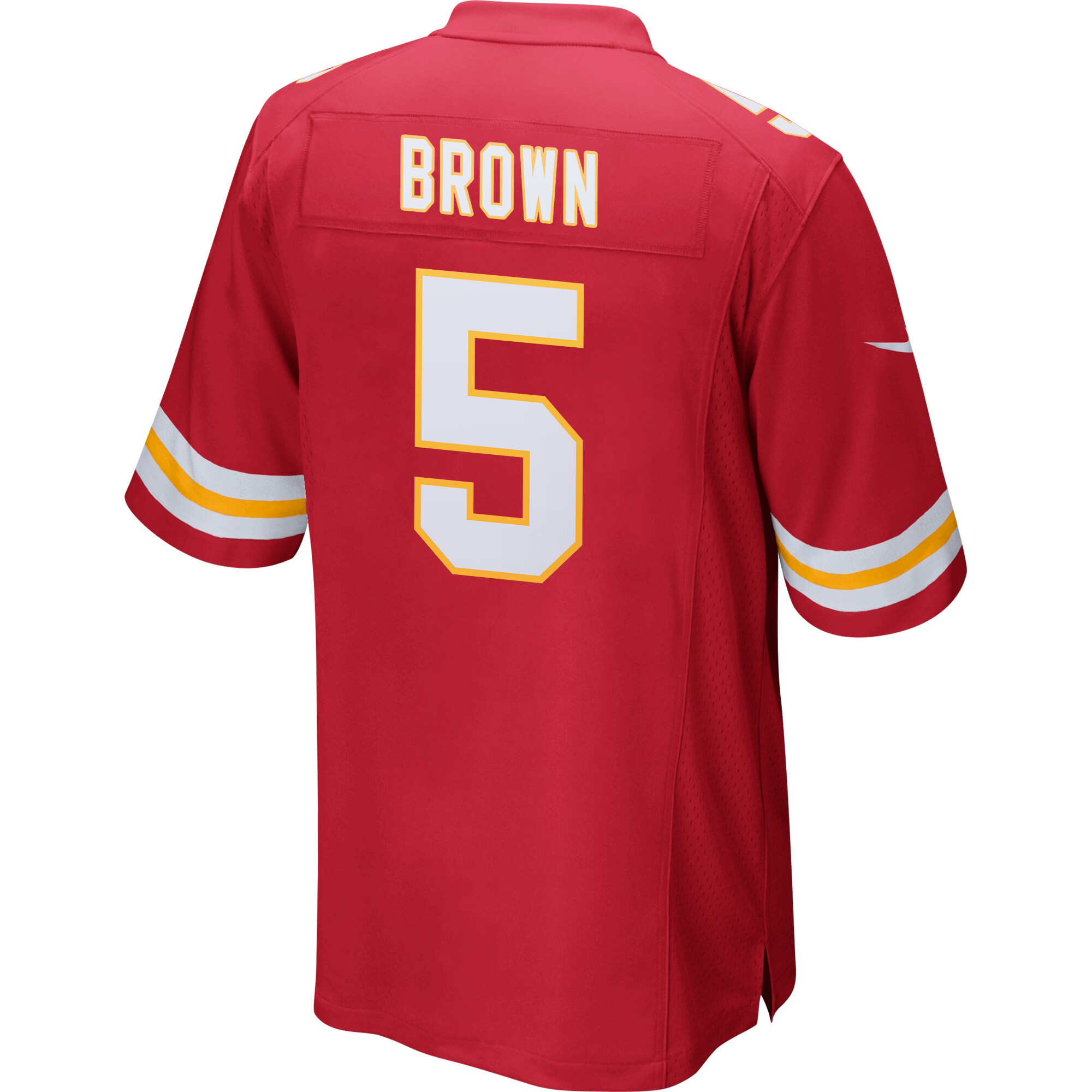 Hollywood Brown 5 Kansas City Chiefs Super Bowl LIX Champions Patch ‘New Orleans – Where Legends Are Made’ EMBROIDERED Game Men Jersey – Red - Image 2