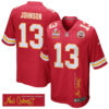 Nazeeh Johnson 13 Kansas City Chiefs Super Bowl LIX Champions Patch ‘New Orleans – A Symphony of Sport’ EMBROIDERED Game Men Jersey – Red