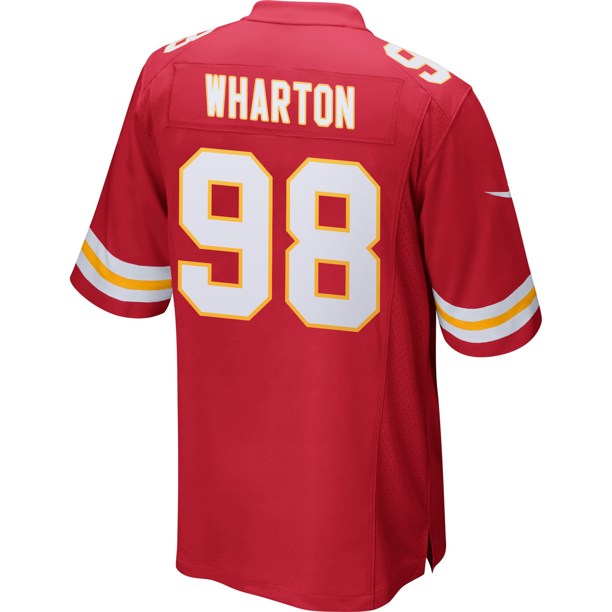 Tershawn Wharton 98 Kansas City Chiefs Super Bowl LIX Champions Patch ‘New Orleans – Where Legends Are Made’ EMBROIDERED Game Men Jersey – Red - Image 2