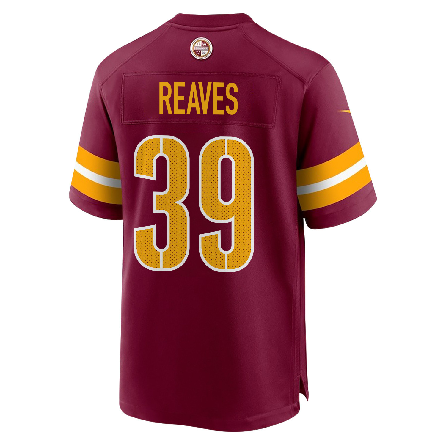Jeremy Reaves 39 Washington Commanders Super Bowl LIX Champions Patch ‘New Orleans – A Symphony of Sport’ EMBROIDERED Game Men Jersey – Burgundy - Image 2