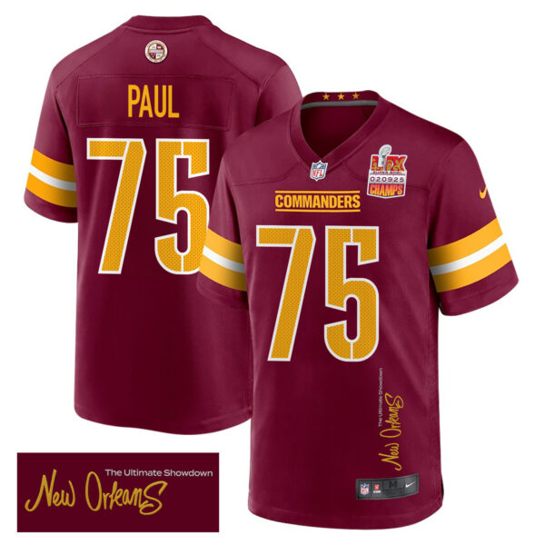 Chris Paul 75 Washington Commanders Super Bowl LIX Champions Patch ‘New Orleans – The Ultimate Showdown’ EMBROIDERED Game Men Jersey – Burgundy