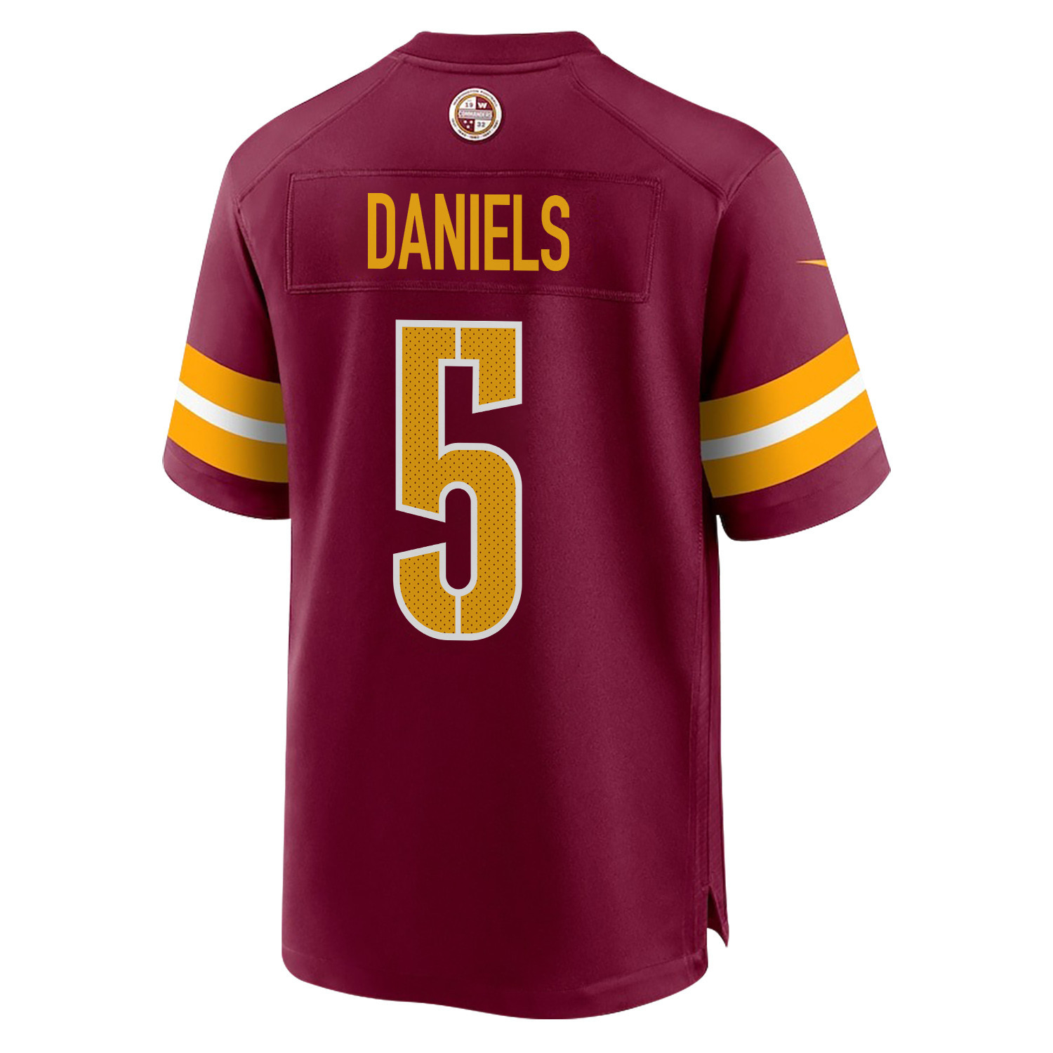 Jayden Daniels 5 Washington Commanders Super Bowl LIX Champions Patch ‘New Orleans – Where Passion Ignites’ EMBROIDERED Game Men Jersey – Burgundy - Image 2