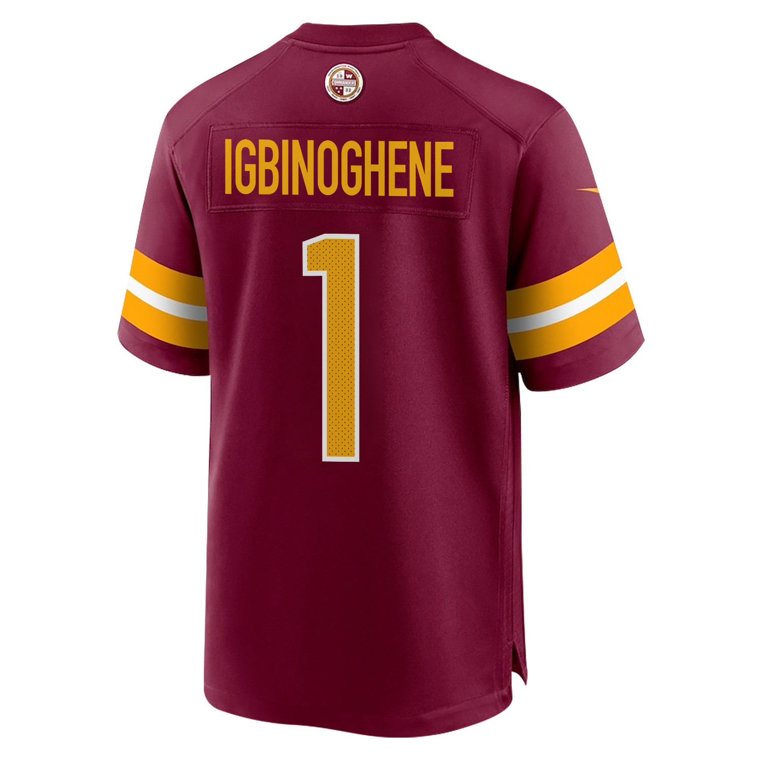 Noah Igbinoghene 1 Washington Commanders Super Bowl LIX Champions Patch ‘New Orleans – The Ultimate Showdown’ EMBROIDERED Game Men Jersey – Burgundy - Image 2