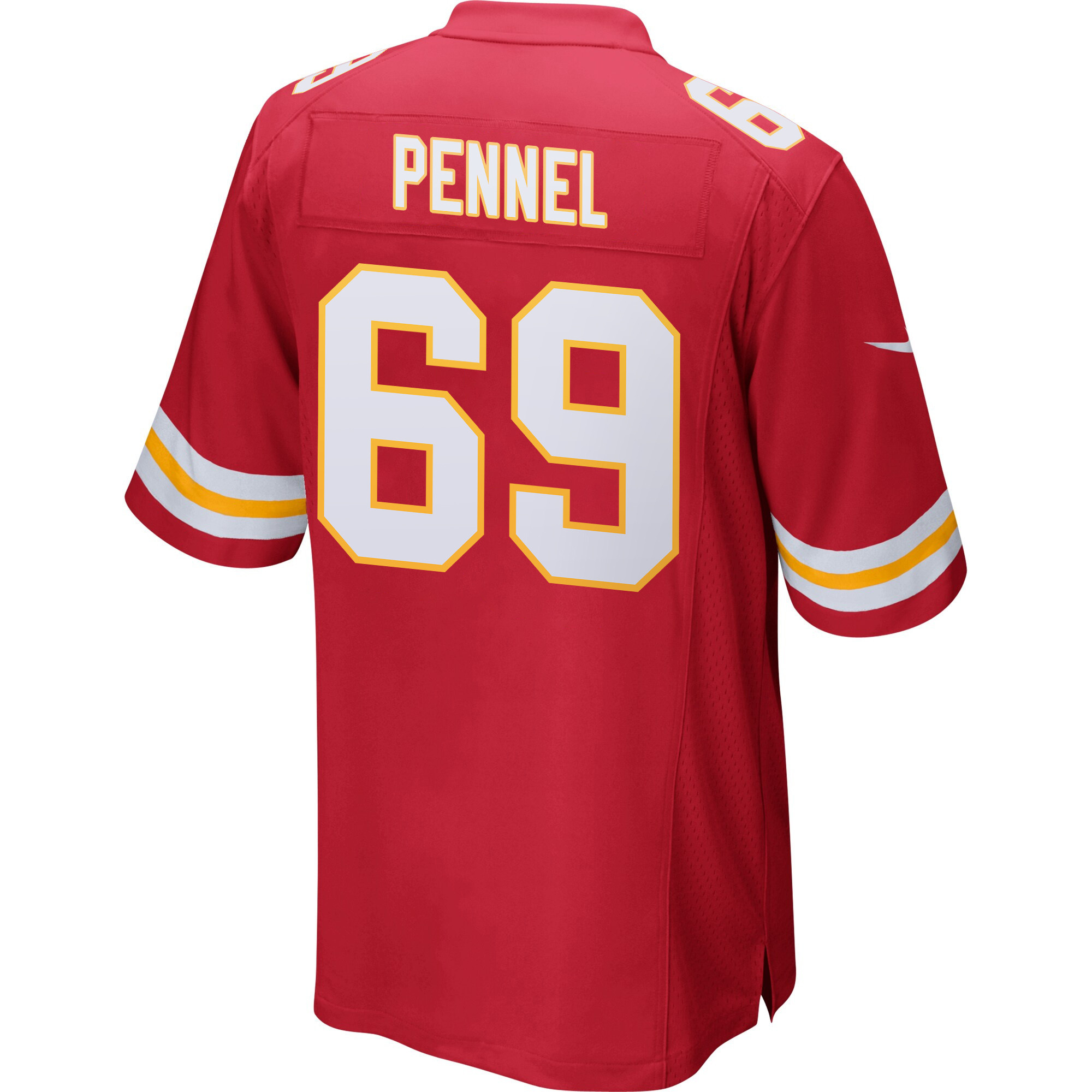 Mike Pennel 69 Kansas City Chiefs Super Bowl LIX Champions Patch ‘New Orleans – A Symphony of Sport’ EMBROIDERED Game Men Jersey – Red - Image 2
