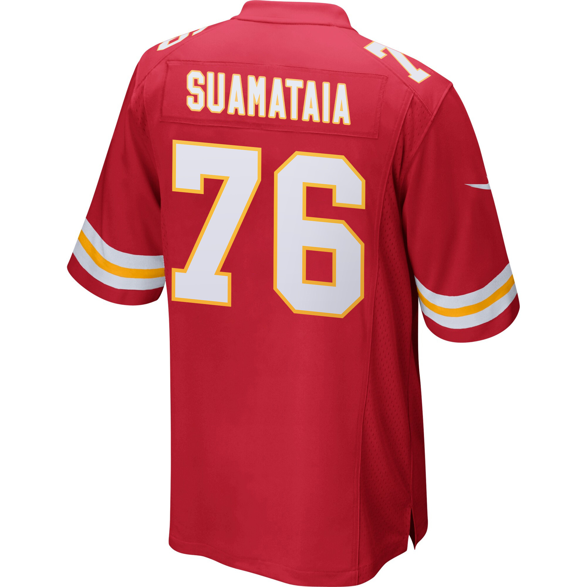 Kingsley Suamataia 76 Kansas City Chiefs Super Bowl LIX Champions Patch ‘New Orleans – Where Passion Ignites’ EMBROIDERED Game Men Jersey – Red - Image 2