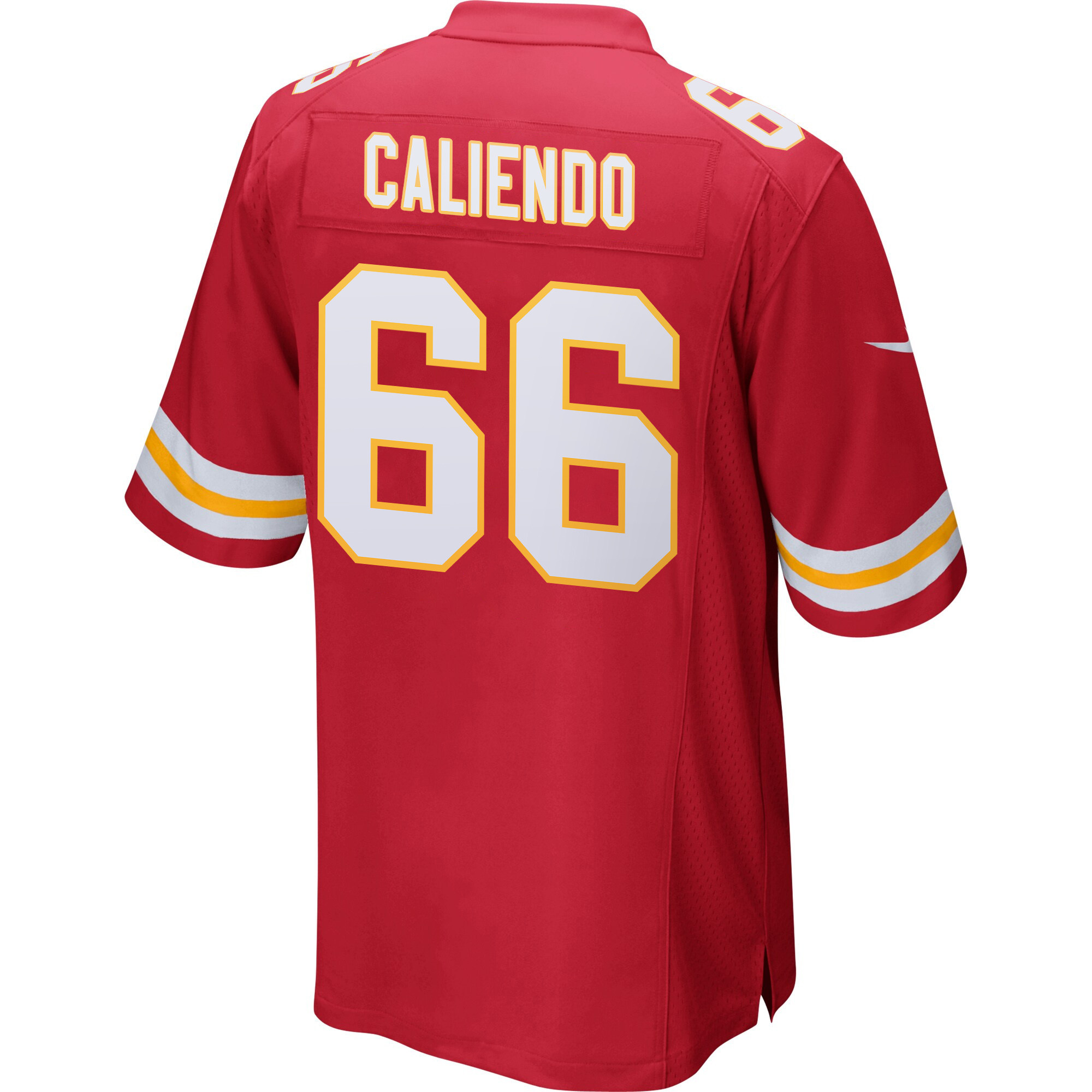 Mike Caliendo 66 Kansas City Chiefs Super Bowl LIX Champions Patch ‘New Orleans – Where Passion Ignites’ EMBROIDERED Game Men Jersey – Red - Image 2