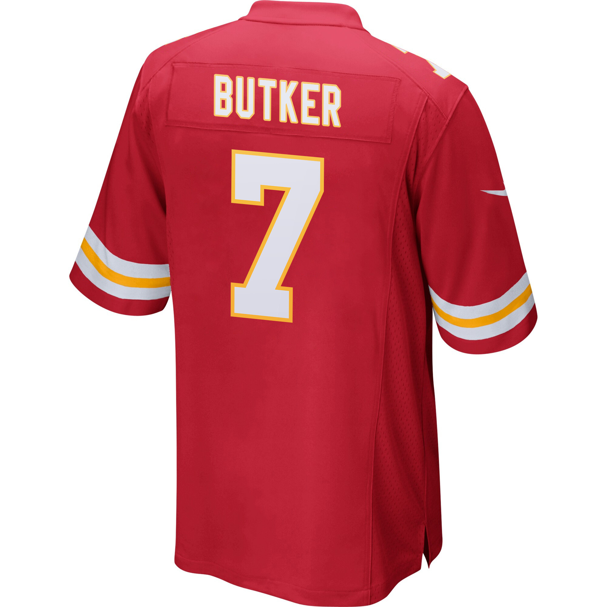Harrison Butker 7 Kansas City Chiefs Super Bowl LIX Champions Patch ‘New Orleans – Where Legends Are Made’ EMBROIDERED Game Men Jersey – Red - Image 2