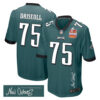 Jack Driscoll 75 Philadelphia Eagles Super Bowl LIX Champions Patch ‘New Orleans – Where Passion Ignites’ EMBROIDERED Game Men Jersey – Midnight Green