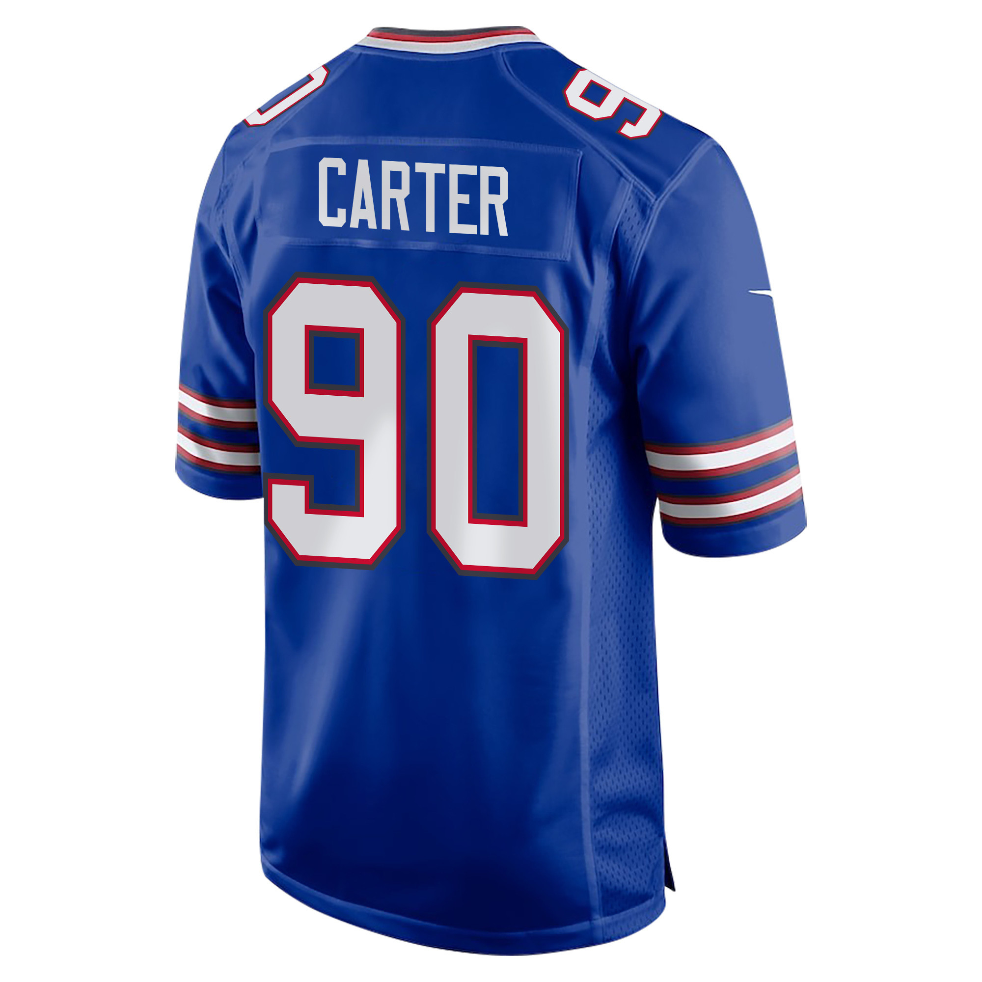 DeWayne Carter 90 Buffalo Bills Super Bowl LIX Champions Patch ‘New Orleans – Where Passion Ignites’ EMBROIDERED Game Men Jersey – Royal - Image 2