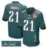 Sydney Brown 21 Philadelphia Eagles Super Bowl LIX Champions Patch ‘New Orleans – Where Passion Ignites’ EMBROIDERED Game Men Jersey – Midnight Green