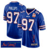 Jordan Phillips 97 Buffalo Bills Super Bowl LIX Champions Patch ‘New Orleans – Where Passion Ignites’ EMBROIDERED Game Men Jersey – Royal