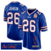 Ty Johnson 26 Buffalo Bills Super Bowl LIX Champions Patch ‘New Orleans – Where Legends Are Made’ EMBROIDERED Game Men Jersey – Royal