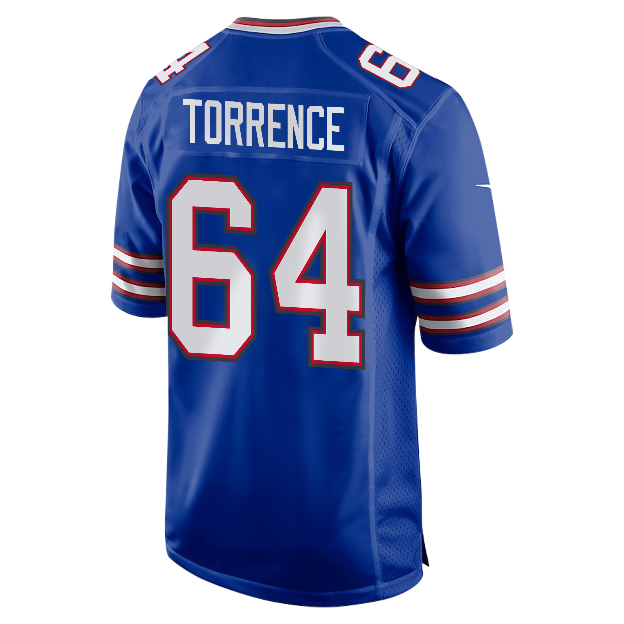 O’Cyrus Torrence 64 Buffalo Bills Super Bowl LIX Champions Patch ‘New Orleans – Where Legends Are Made’ EMBROIDERED Game Men Jersey – Royal - Image 2