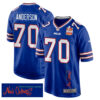 Alec Anderson 70 Buffalo Bills Super Bowl LIX Champions Patch ‘New Orleans – Where Passion Ignites’ EMBROIDERED Game Men Jersey – Royal