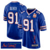 Ed Oliver 91 Buffalo Bills Super Bowl LIX Champions Patch ‘New Orleans – Where Legends Are Made’ EMBROIDERED Game Men Jersey – Royal