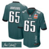 Lane Johnson 65 Philadelphia Eagles Super Bowl LIX Champions Patch ‘New Orleans – Where Passion Ignites’ EMBROIDERED Game Men Jersey – Midnight Green
