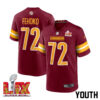 Viliami Fehoko Jr. #72 Washington Commanders Super Bowl LIX Youth Jersey – Burgundy