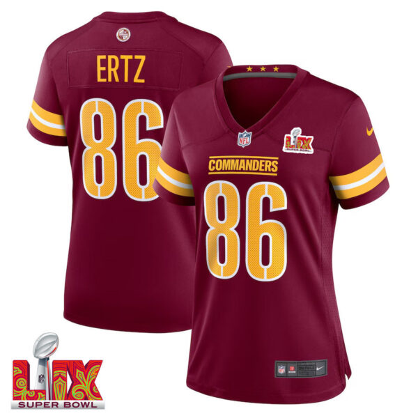 Zach Ertz #86 Washington Commanders Super Bowl LIX Women’s Jersey – Burgundy