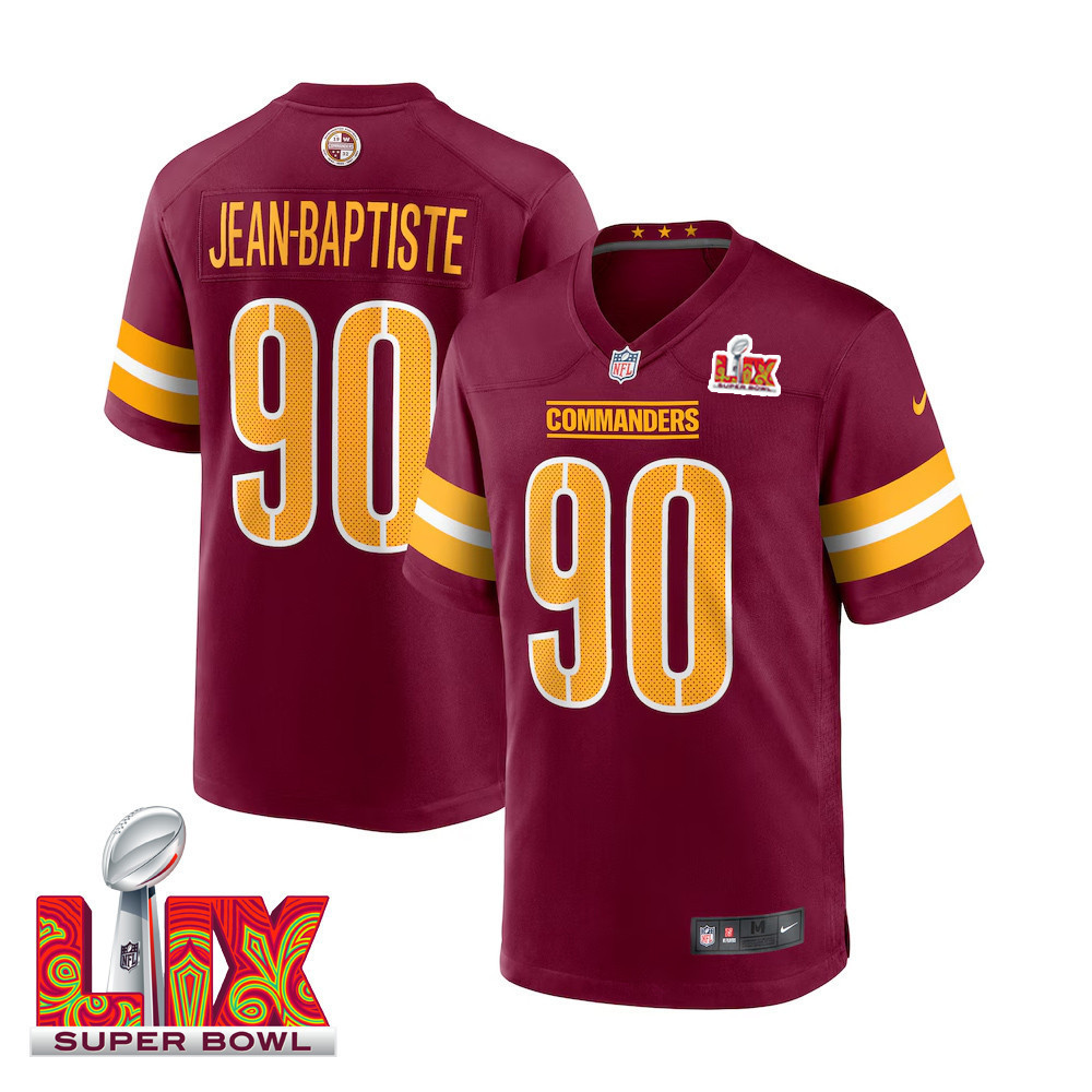 Javontae Jean-Baptiste #90 Washington Commanders Super Bowl LIX Jersey – Men’s – Burgundy
