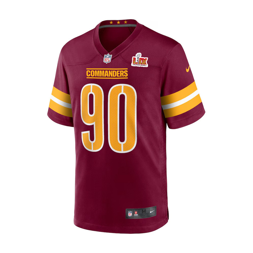 Javontae Jean-Baptiste #90 Washington Commanders Super Bowl LIX Jersey – Men’s – Burgundy - Image 2