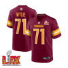 Andrew Wylie #71 Washington Commanders Super Bowl LIX Jersey – Men’s – Burgundy
