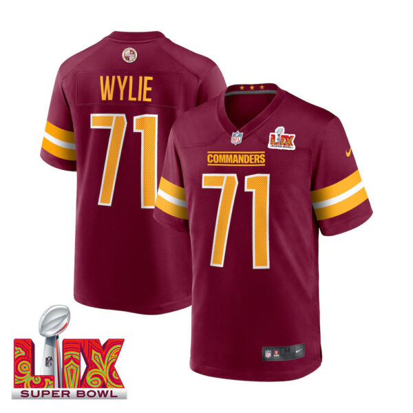 Andrew Wylie #71 Washington Commanders Super Bowl LIX Jersey – Men’s – Burgundy