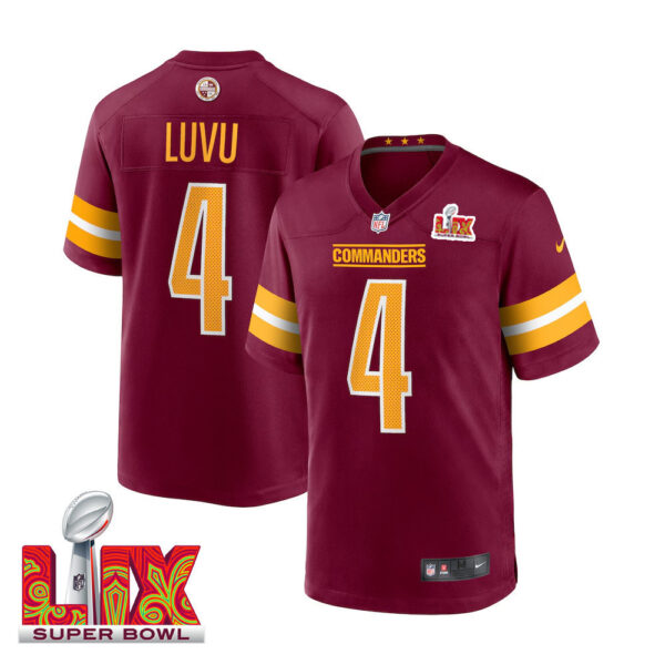 Frankie Luvu #4 Washington Commanders Super Bowl LIX Jersey – Men’s – Burgundy